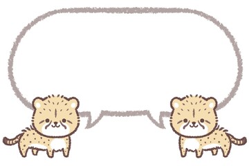複数のチーターの子供と吹き出し線画