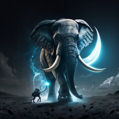 Charging battle elephant, elephant image, war elephant