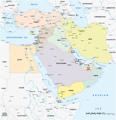 Vector map of middle east geopolitical region - 552972169