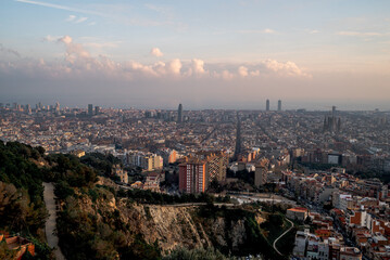Obraz premium View of Barcelona from MUHBA Turó de la Rovira viewpoint Spain