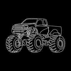 Monster truck bigfoot tractor abstract line vector illustration