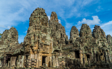 Fototapeta na wymiar Ancient temple structures at Bayon Temple - Angkor Wat, Cambodia
