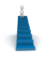 3d man walking down from stairs concept