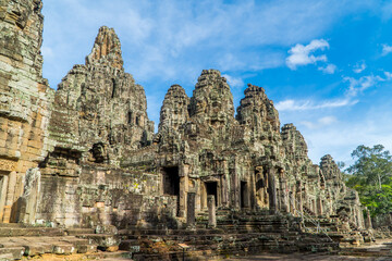 Fototapeta na wymiar Panoramic view of Khmer temple structures at Bayon Temple - Angkor Wat, Cambodia