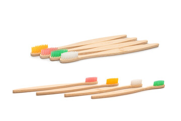 Bamboo toothbrush isolated on a white background.