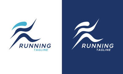 Running Man silhouette Logo with Marathon logo template, running club or sports club