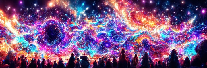 Obraz na płótnie Canvas Colorful Universe. Chaos. Fantasy. Sc-fi. Pattern. Generative AI 