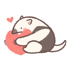 ハートを抱くミナミコアリクイ