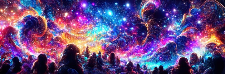 Colorful Universe. Chaos. Fantasy. Sc-fi. Pattern. Generative AI
