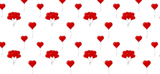 Seamless pattern valentines day  with red balloons for cards, websites, greetings, posters