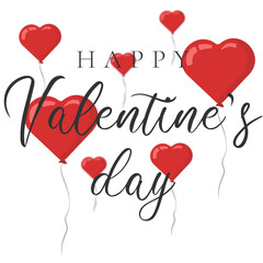 happy valentines day with red balloons for cards, websites, greetings, posters