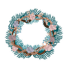 Fototapeta premium Christmas wreath isolated on white background.