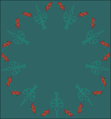 Obraz na płótnie Canvas flower frame, square round, illustrator, pattern