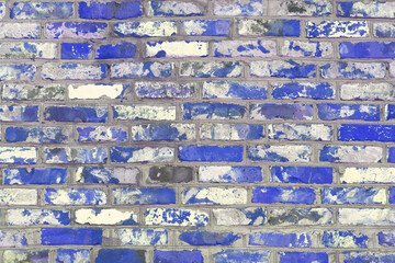 Brick wall with unusual blue bricks