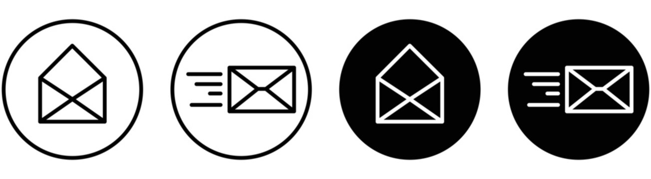 Send Message Inside Circle Icon Set. Style Sign Symbol For App And Web, Vector Illustration