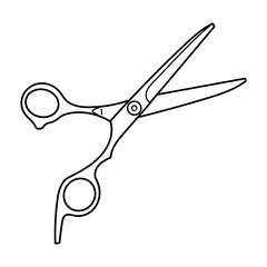 Hairdress barber scissors, professional salon tools. Hairdressing design element. Outline doodle vector logo illustration.
