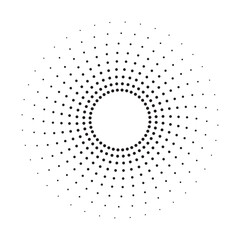 radial Halftone pattern background. Abstract concentric dotted backdrop. Halftone design element for various purposes.	