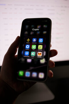 Group of Crypto Wallet and Market Applications on Apple iPhone