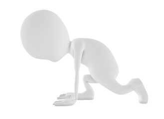 3d character , prepare to run , sprint pose