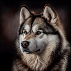 Portrait of a alaskan malamute, generative ai illustration