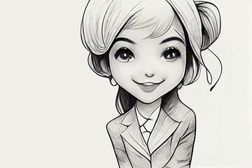 Cute kawaii business woman cartoon character illustration (Generative AI)