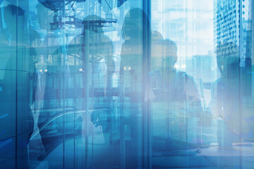 Group of business people work together in a modern office