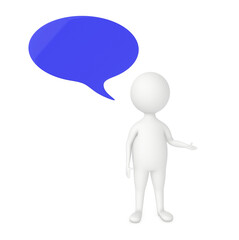 3d character, speech bubble in white isolated background