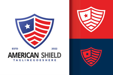 Shiled American Flag Logo Design Vector Illustration Template