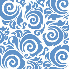 blue abstract background design of flower and leaves.