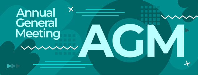 AGM. Annual General Meeting Poster. End of Year Stakeholder Assembly. Elegant illustration