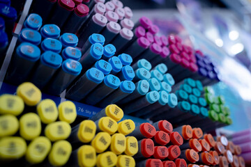 Background of lots assorted colorful marker pen set