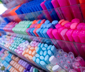 Background of lots assorted colorful marker pen set