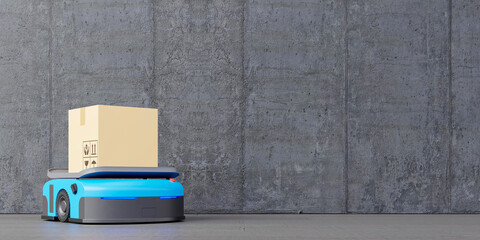 AGV transporting on a concrete wall and flooring.