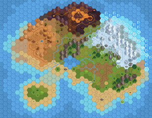 Big Hex Map for RPG or Board Game