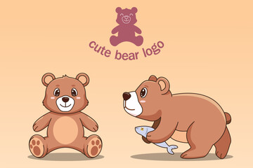 Obraz na płótnie Canvas Cute baby bear character cartoon flat style, Woodland, Print Design, vector illustrations