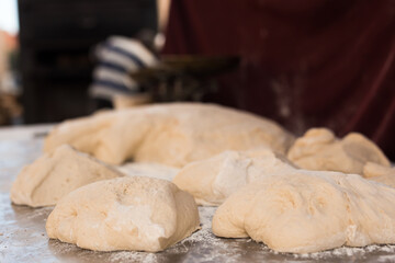 yeast dough for baking bread. cooking process
