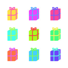 set of colorful gift boxes