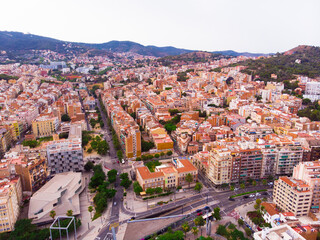 mass of roofs of houses on the spanish city of Barcelona
