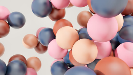 Minimal simple and beautiful color abstract background. Multicolor 3d spheres or balls floating. Beautiful fashion wallpaper or template.