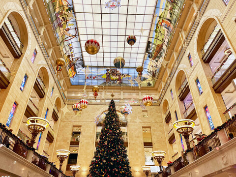 Moscow, Russia, December, 04, 2022.The interior of the central store "Detsky Mir" on Lubyanka during the New Year holidays. Moscow