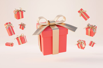 3d rendering christmas and new year background with gift box - 552988963