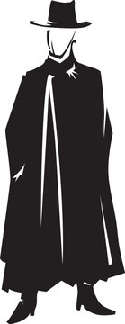 recommend clip art: Illustration monochrome of a wild west style character.