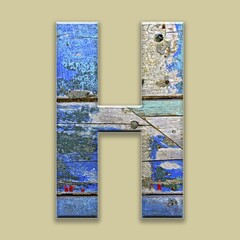 Capital letter H , Design painted wood