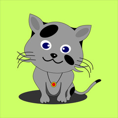 cat vector on green background