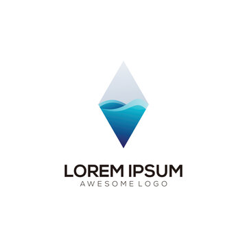 Elegant colorful diamond water logo gradient for your company