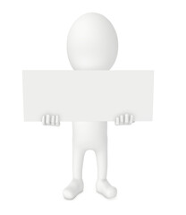 3d character , man holding a emplty board