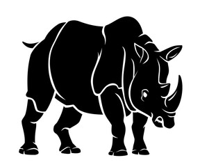 Black Rhino Full Length Silhouette Illustration