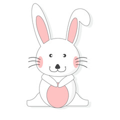 Cute rabbit cartoon character. Easter bunny on white background. illustration.