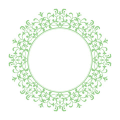 Decorative frame Elegant vector element for design in Eastern style, place for text. Floral green and white border. Lace illustration for invitations and greeting cards