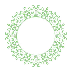 Decorative frame Elegant vector element for design in Eastern style, place for text. Floral green and white border. Lace illustration for invitations and greeting cards